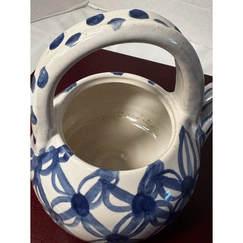 Vintage Blue and White Tea Pot with Lid, Asian Design